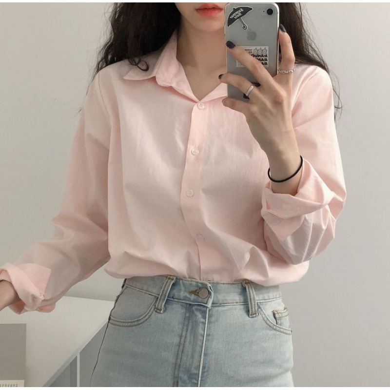 Spot Spring and Autumn New Solid Color Korean Style Long Sleeve Shirt Women's Design Sense Niche All-match Casual Shirt Jacket