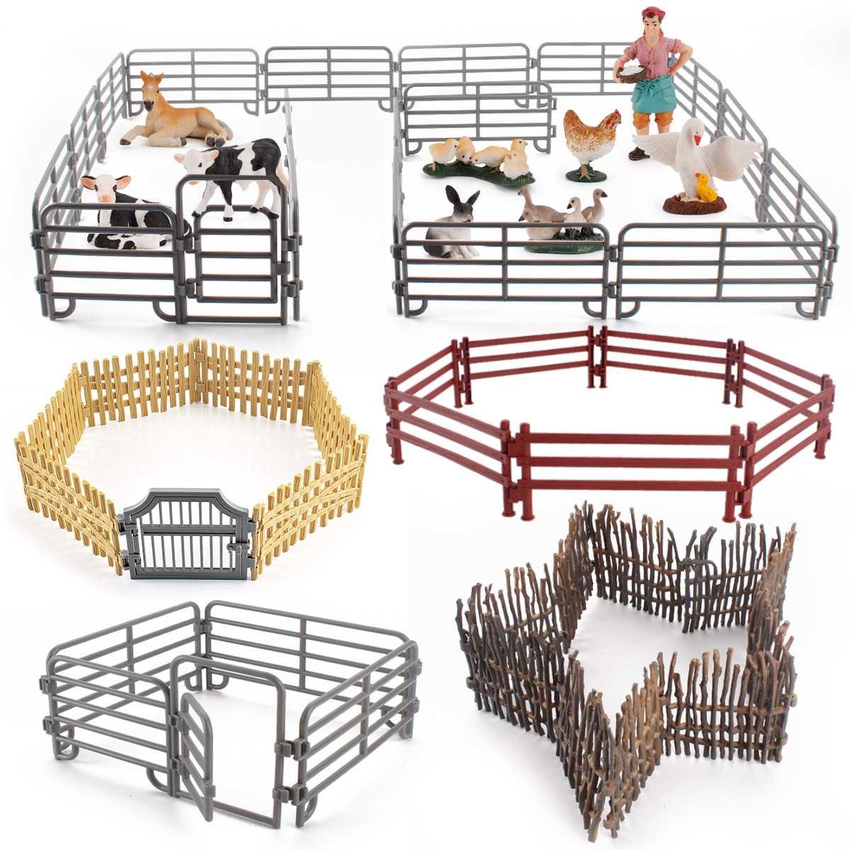 Cross-border simulation farm fence pasture fence combination children zoo sand table decoration accessories toys