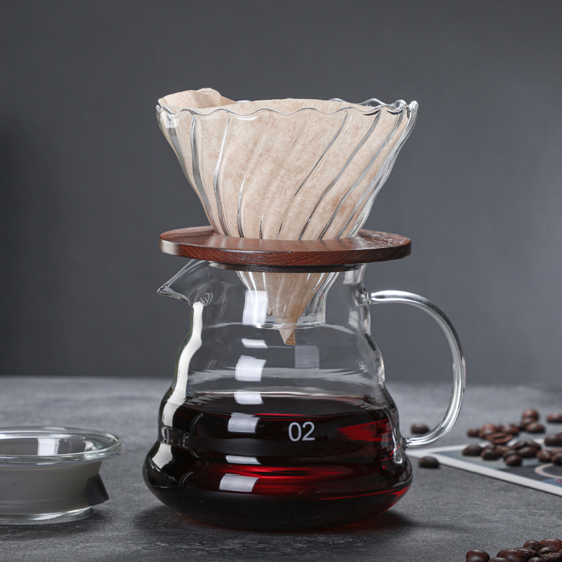 High borosilicate glass hand coffee pot cloud pot filter cup filter sharing pot household coffee pot can be printed logo