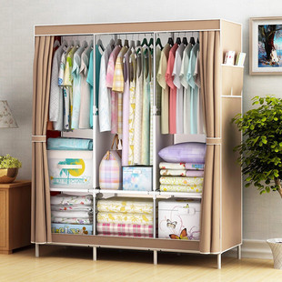 Simple cloth wardrobe rental home bedroom cabinet assembly cloth wardrobe modern simple storage hanging closet