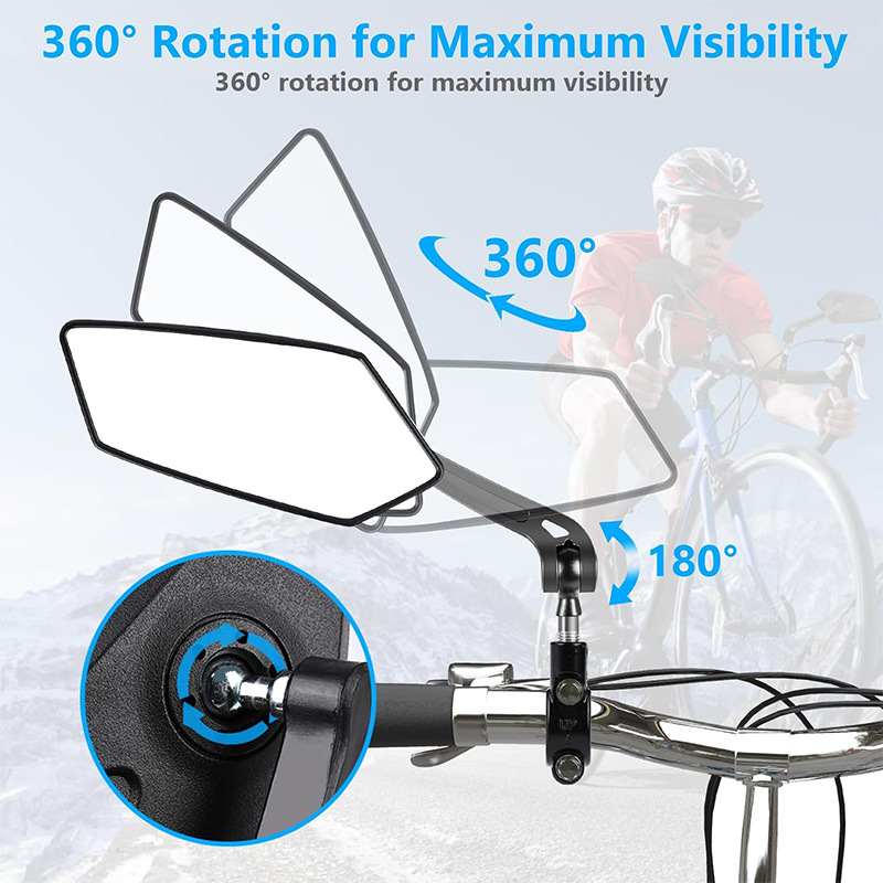 Cross-border Hot Sale Bicycle Rearview Mirror 360 Rotation Adjustment Suitable for Bicycles, Electric Vehicles, Motorcycle Reflectors