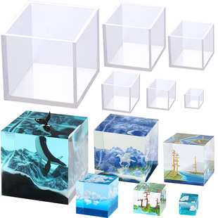 Factory spot epoxy resin mold a variety of sizes high permeability Mirror Cube specimen ornaments silicone mold