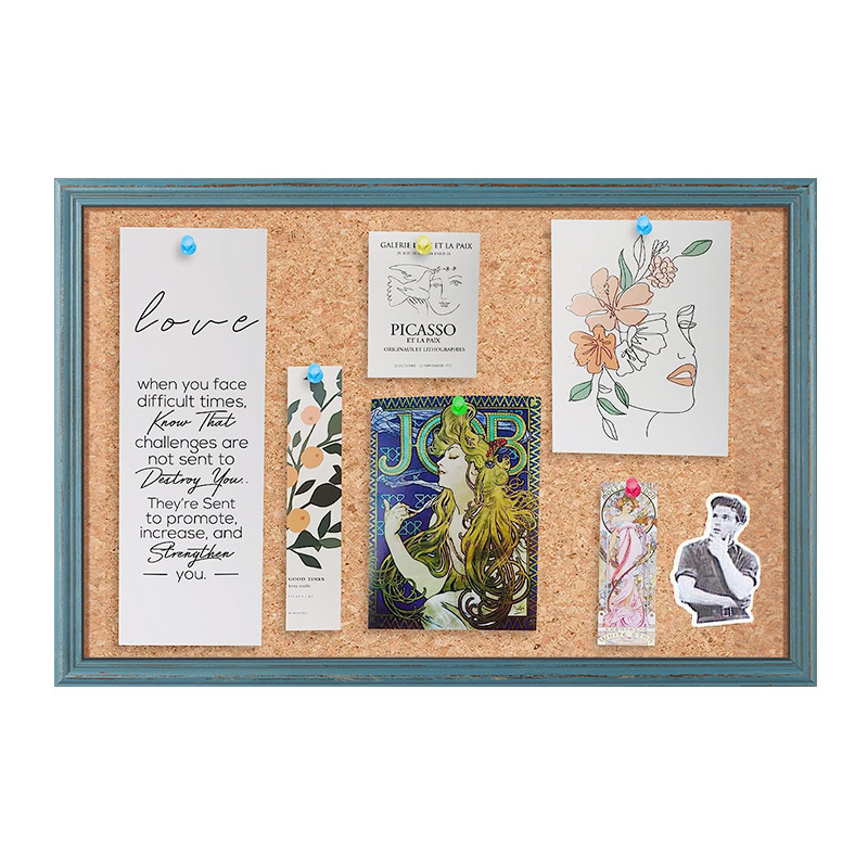 Retro frame cork board wall hanging photo wall bulletin board office classroom home decoration wooden frame photo display board