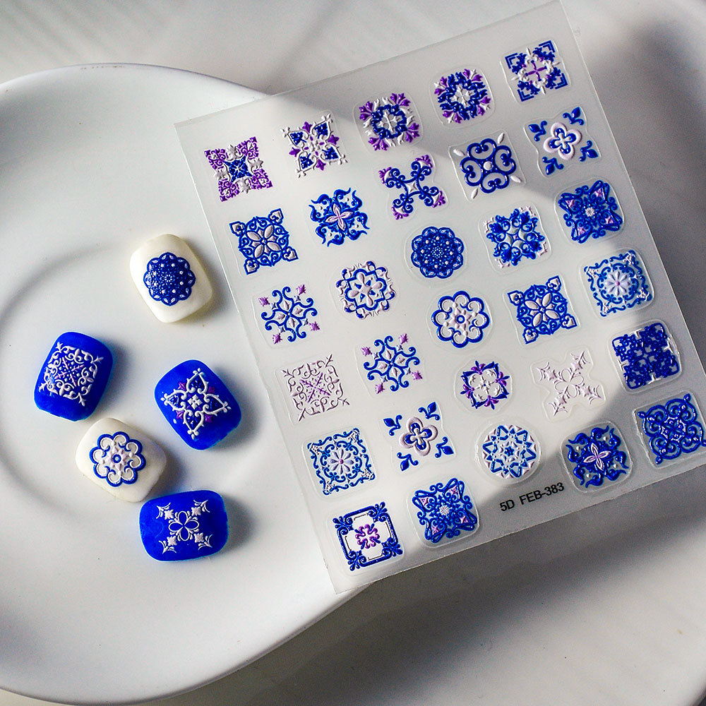 Net red nail stickers Bohemian style Moroccan National style 5D relief nail stickers manufacturers wholesale