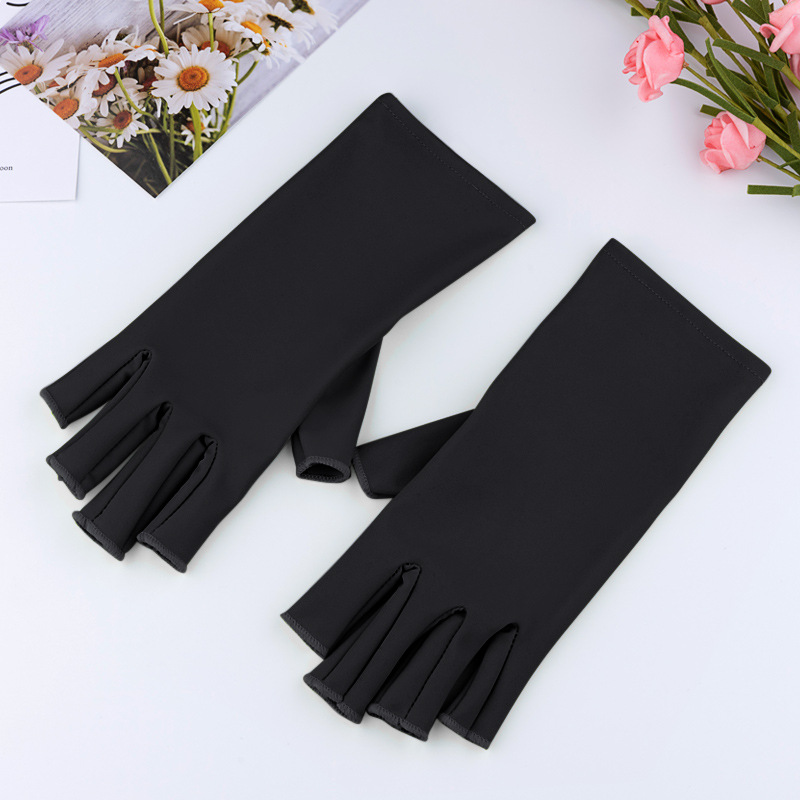 Nail Art Half Finger Gloves-Black