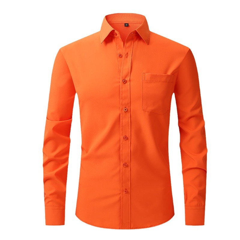 Amazon Explosions Long-sleeved White Shirt Men's Four-sided Elastic Anti-wrinkle Solid Color Business Casual Loose Outer Wear Shirt