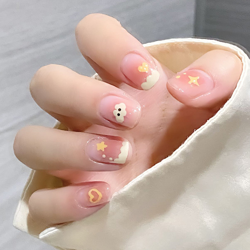 2025 Summer New Style Nail Wearing Armor Ins Advanced Pure Desire Style Wearable Nail Patch Nail Patch Short Style