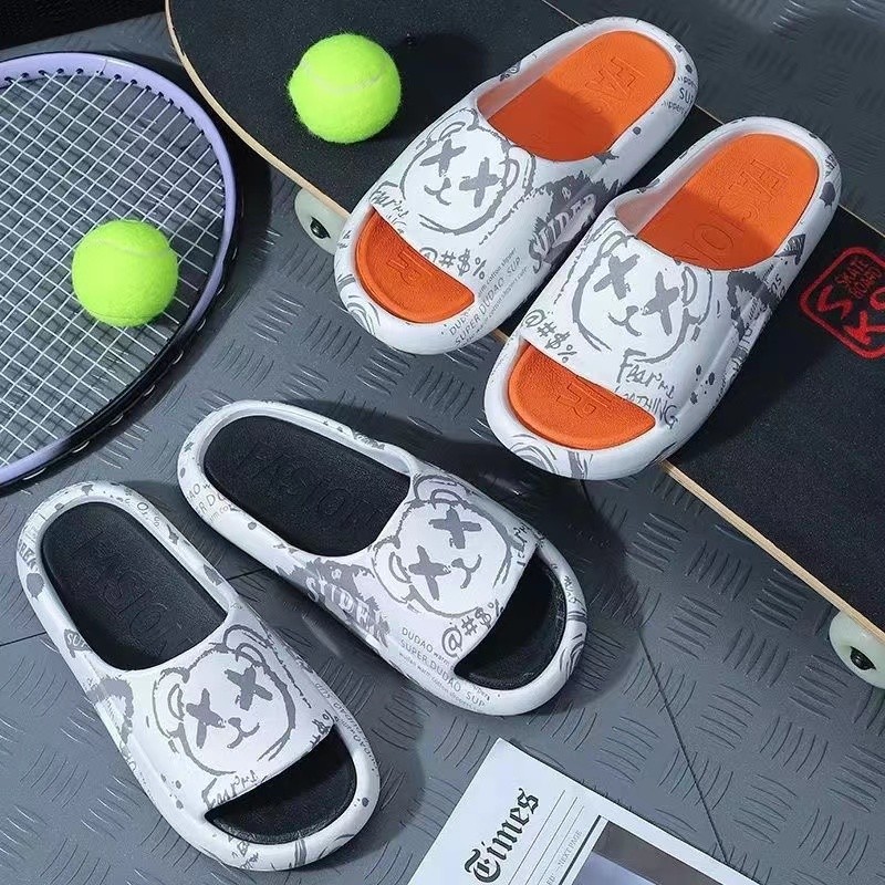 2023 New Arrival Slippers Female Cartoon Couple Summer Wearing Indoor Household Thick Bottom Non-slip Sandals and Slippers for Men