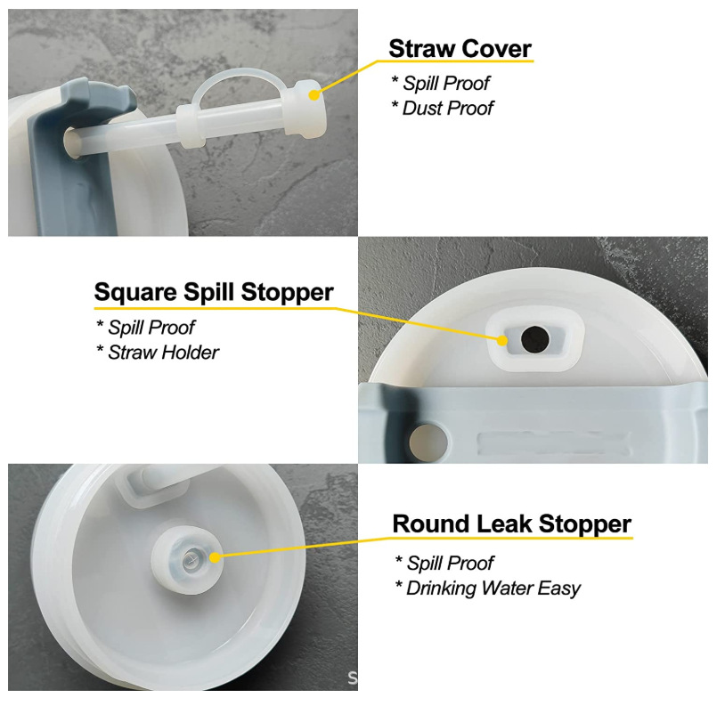 Cross-border new product Stanley outdoor cup anti-spill plug accessories 3-piece set accompanying cup silicone anti-spill plug