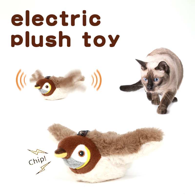 Amazon Explosions Electric Cat Toy Sound Pet Plush Toy Charging Swing Shake Bird Self-Hi Cat Catching Fish