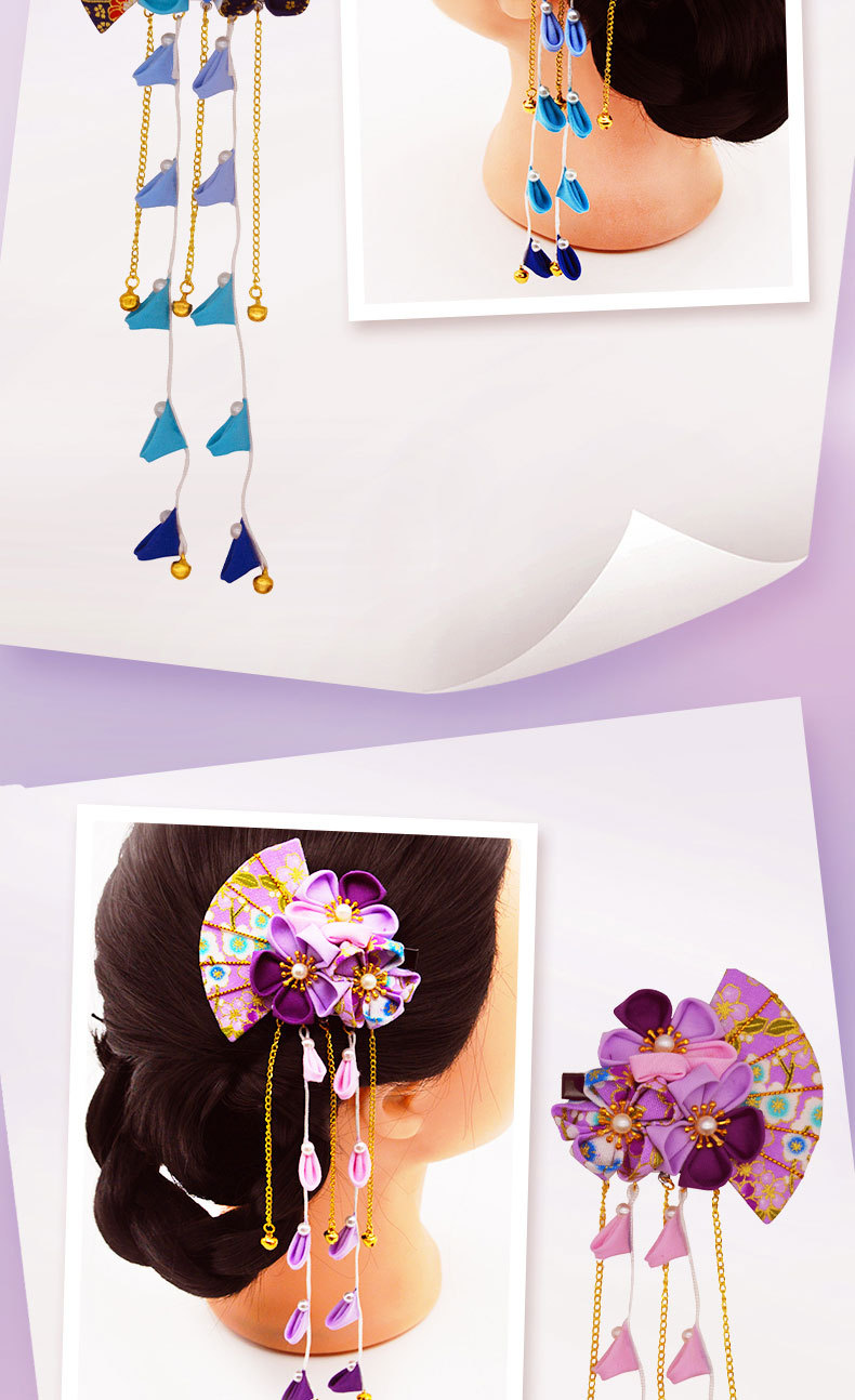 Bijoux anciens faits à la main pince à cheveux japonaise coiffe en tissu classique photographie de mariée bijoux anciens éventail prune_voghion.com