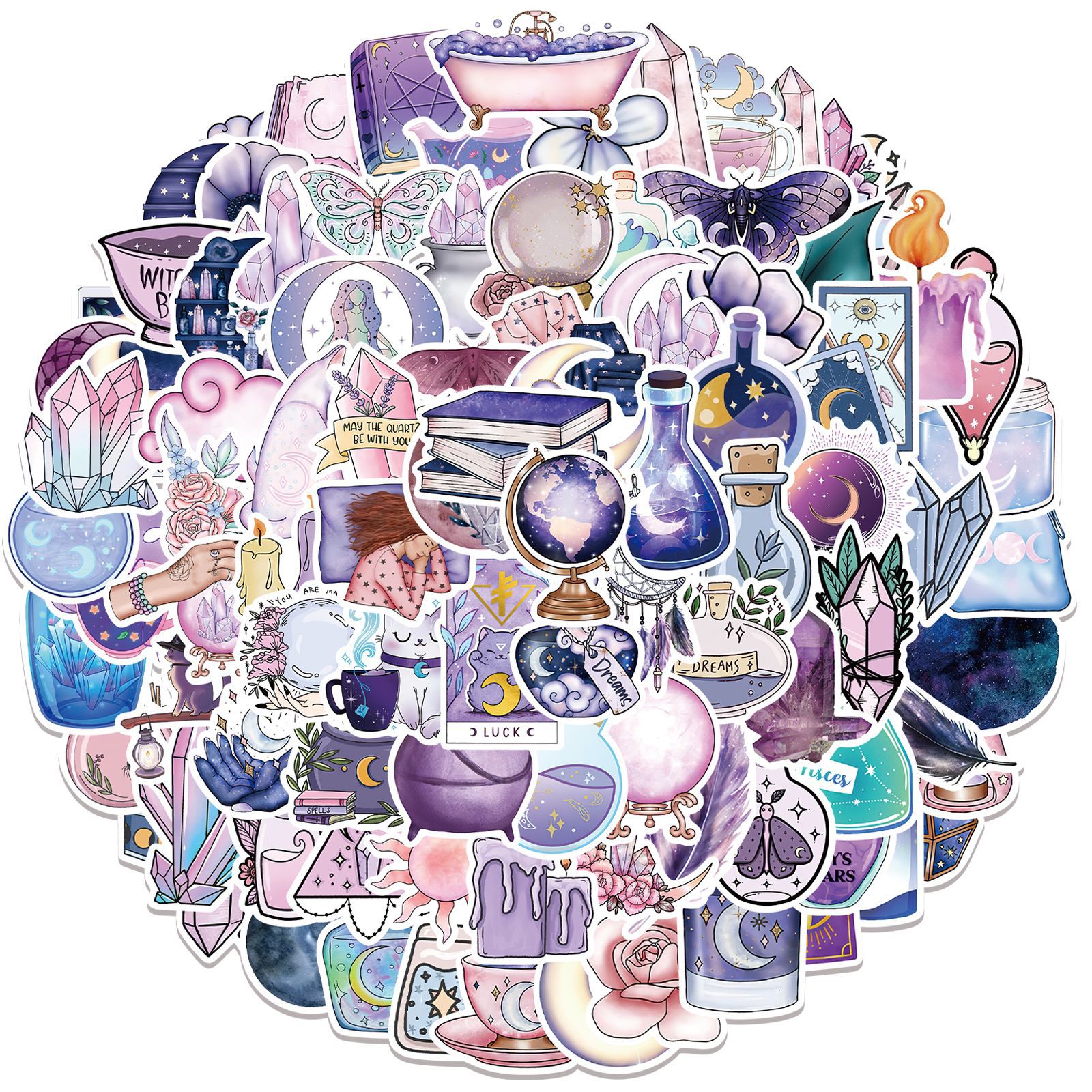 100 pieces of purple magic moon graffiti stickers decorative luggage DIY waterproof stickers Amazon popular models can be approved