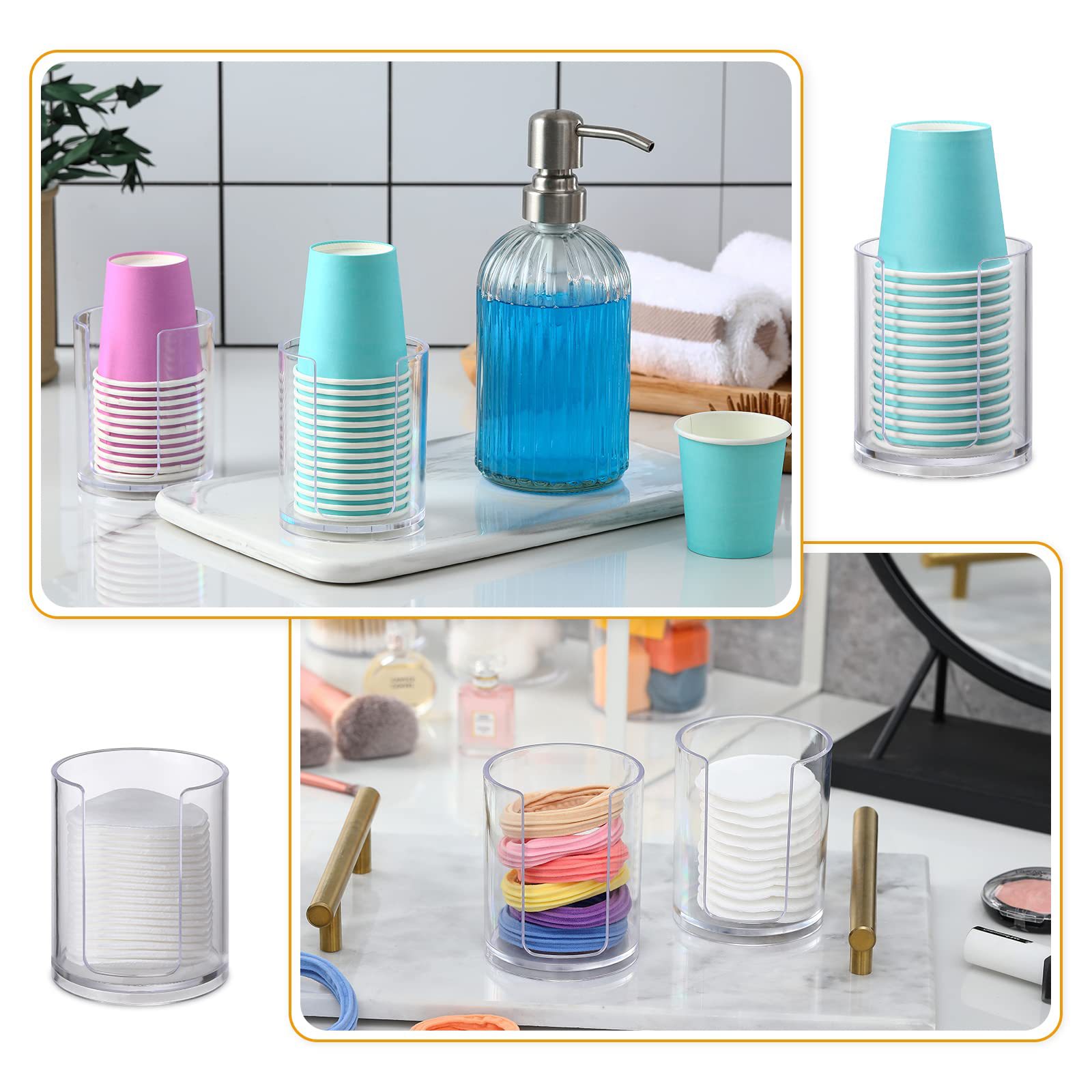 Acrylic Disposable Paper Cup Storage Box Cosmetic Cotton Storage Rack Gargle Cup Box Transparent Box