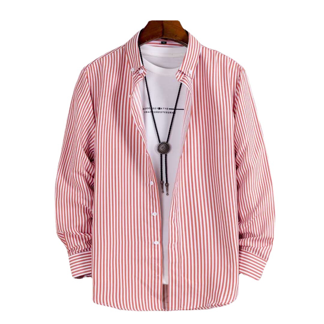 2023 New Arrival Striped Long Sleeve Shirt Fashion Youth Casual Printed Shirt Nightclub Bar Barber Work Clothes