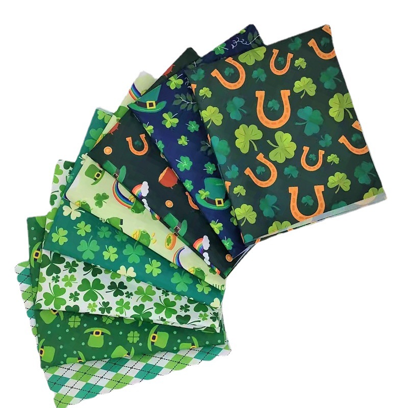 New Clover St. Patrick's Day Irish Day Decorative Digital Printed Fabric Set Spot Wholesale