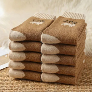 Factory wholesale men's and women's winter thick warm Terry warm camel wool socks Northern camel wool warm socks