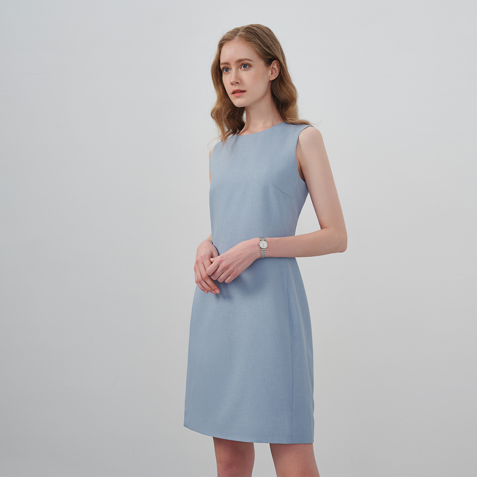 147 High-end Suit Dress Summer Women's Suit Fashion Business Sleeveless Skirt Round Neck A- line Dress