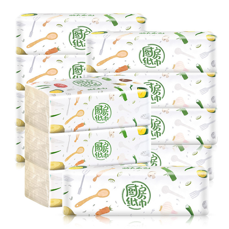 Plant protection kitchen paper 12 packs natural color oil-absorbing tissue full box napkin household bamboo pulp extraction tissue wholesale