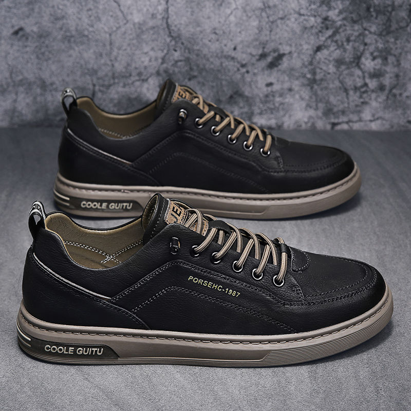 Men's Shoes Spring and Autumn 2024 New Casual Leather Shoes Men's White Flat Shoes All-match Summer Sports White Shoes for Teenagers