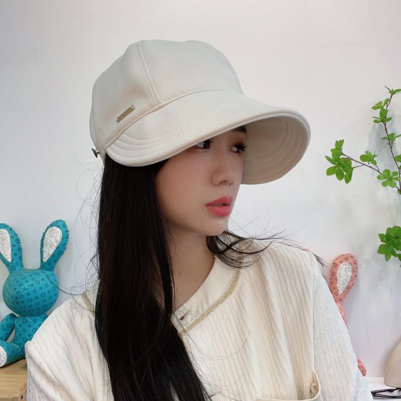 Fall 2023 Women's plain face-looking small fisherman hat big head circumference UV-proof casual all-match wide brim
