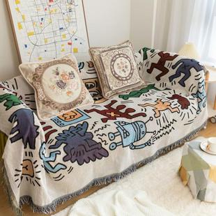 American graffiti sofa scarf Japanese Korean wind sofa cover INS dust cover cover scarf single sofa tissue decorative blanket