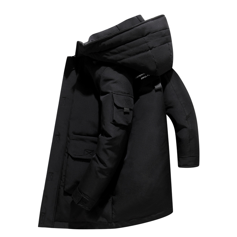 Live Daifa Winter Thickened Men's Down Jacket Medium and Long School Uniform Casual Large Tooling Warm Jacket for Teenagers