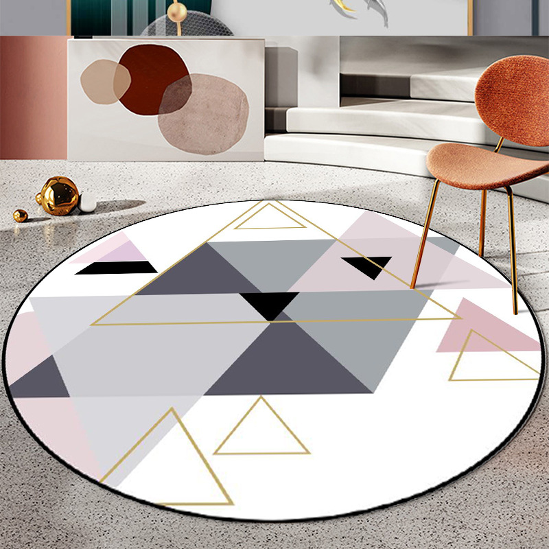 Small fresh living room sofa round mat Nordic light luxury bedroom carpet 3d printing basket mat round bed mat_voghion.com