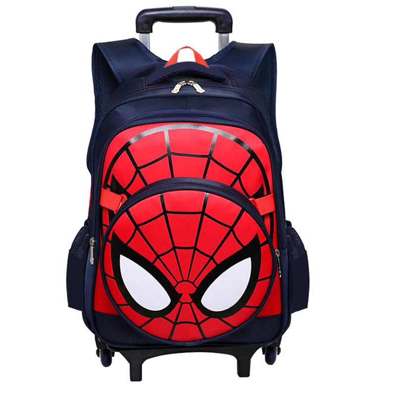 Cabuius Spider-Man Children's Trolley Schoolbag Primary School Students Grade 3-6 Boys Large Capacity Cartoon Stairs Climbing