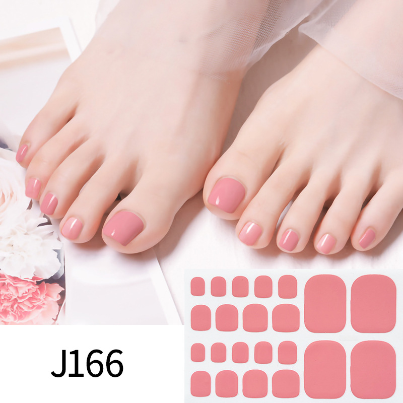 Monochrome Toe Manicure Stickers Full Baking Free Solid Color Nail Stickers Finished Cross-border Set Toe Manicure Stickers