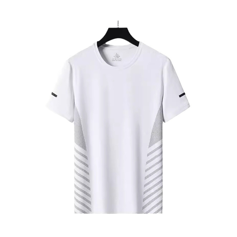 Ice Silk Short-sleeved T-shirt Men's Summer Thin Quick-drying Mesh Sports Fitness Half-sleeved Top Casual Elastic T-shirt for Summer