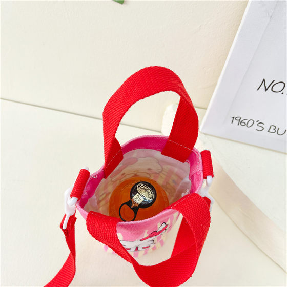 Fashion New Children's Bag Cute Girl Large Capacity Water Cup Canvas Bag High Beauty Value Baby Shoulder Crossbody Bag