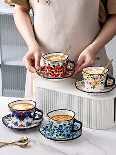 Factory Customized Polish Ceramic Coffee Cup and Saucer Set High-grade Exquisite Cup Home High-grade Sense Gift Box