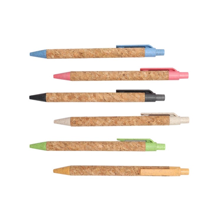 New in stock environmental protection cork tube ballpoint pen paper tube environmental protection pen printing advertising logo wheat straw material pen