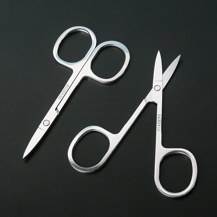 Stainless Steel pointed eyebrow scissors elbow eyebrow trimming scissors round nose hair scissors home beauty beauty makeup eyebrow trimming tool scissors