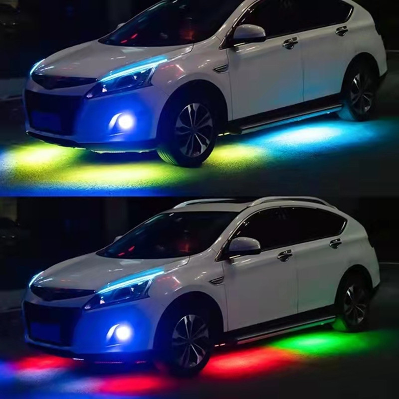 新車カラフルな Led ボトムライト Rgb ランニング馬ライト音楽リズム装飾自動車修正 7 色アプリ|undefined