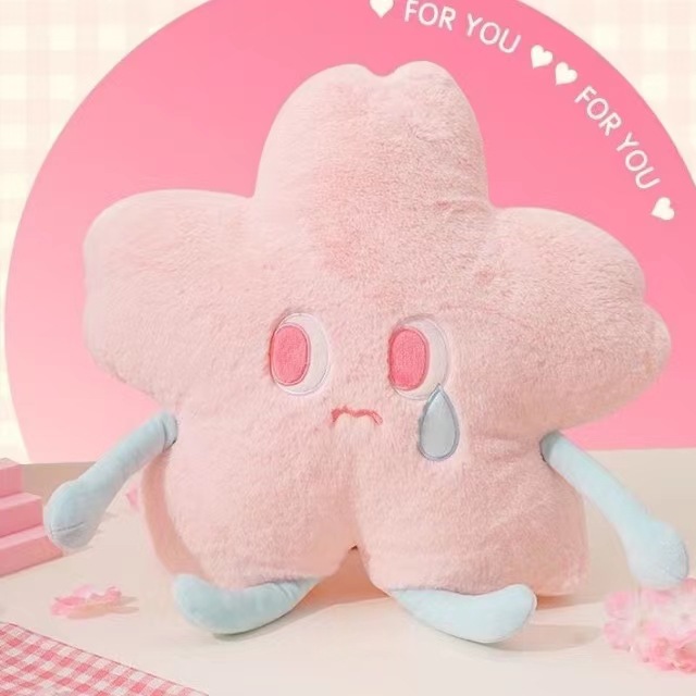 ins Japanese cute cherry blossom plush pillow living room sofa cushion bedroom girl heart children's room bay window decoration