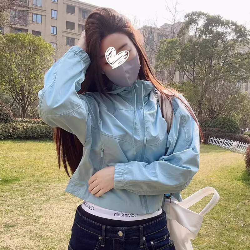 luluemon top coat Lulu same style flat for sports yoga clothes short hooded sun protection Fitness women's jacket