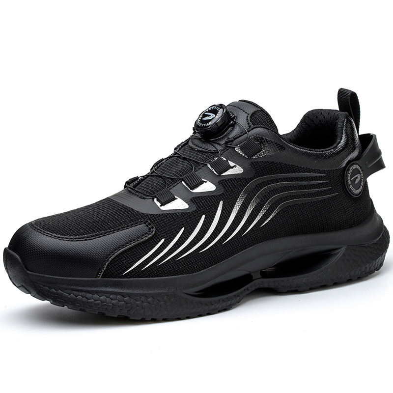 Cross-border fashion new rotating button labor protection shoes men's anti-smashing anti-puncture safety shoes non-slip wear-resistant work shoes