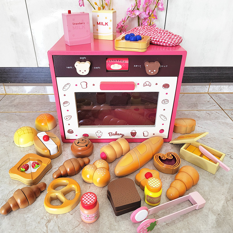 New Strawberry Wood Oven Play House Japanese Microwave Simulation Toaster Toy for Kids Baby Gift