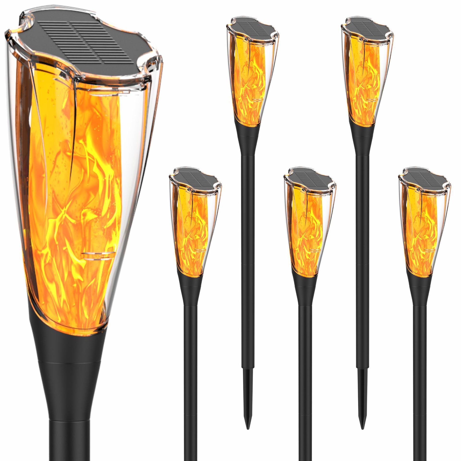 New outdoor courtyard petal shape solar flame lamp solar decorative torch lamp flashing atmosphere lamp