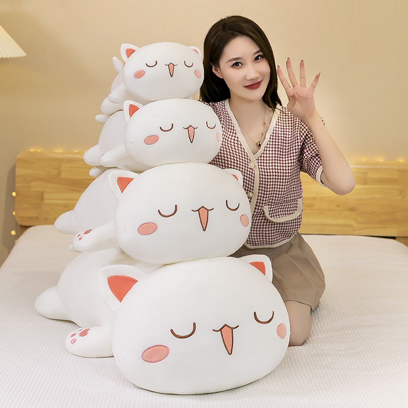 Creative new peach cat doll plush toy lying kitten birthday gift cute cat pillow doll