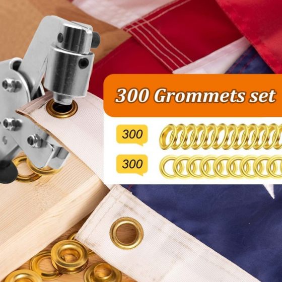 300 sets of golden air eye with mounting pliers set boxed advertising inkjet cloth buckle display rack buttonhole poster photo