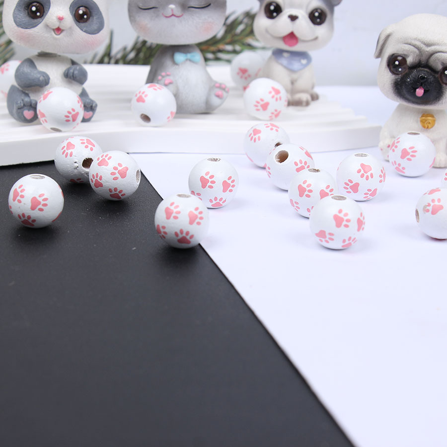 Dog foot bone pet wooden beads powder Black Cat Claw wooden beads loose beads wooden beads string diy beaded accessories