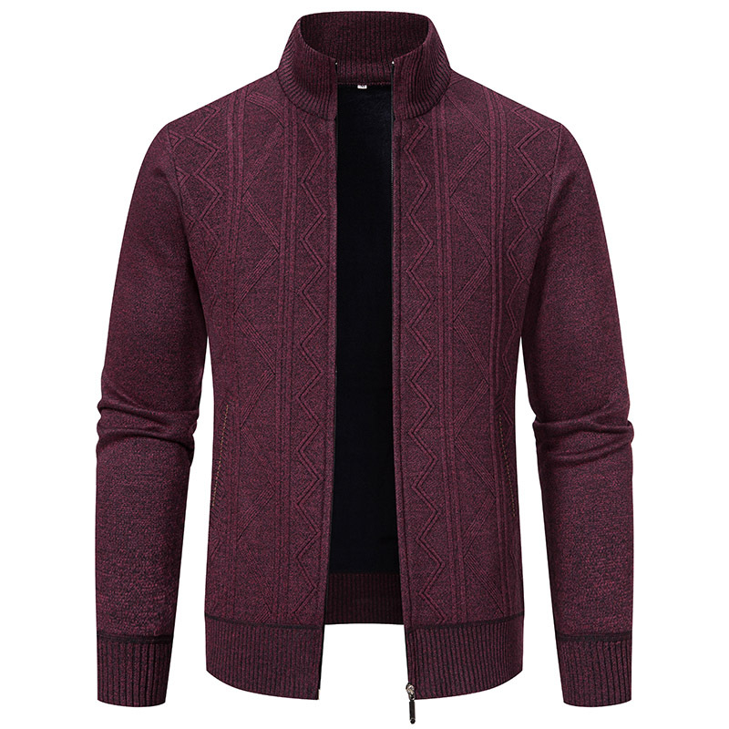 2023 foreign trade autumn and winter men's fashion trendy sweater sweater zipper stand collar casual thickened cardigan coat