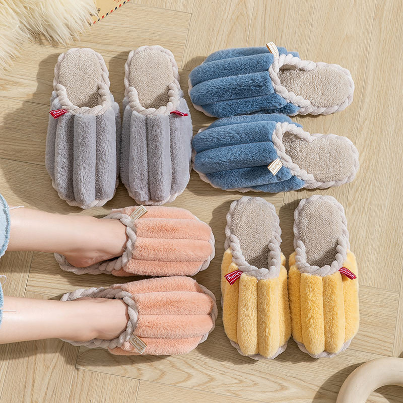 Cotton Slippers Women's Autumn and Winter Home Indoor Household Non-slip Thick Bottom Couple Warm Moon Winter Fur Plush Men