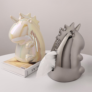 Behanmei Unicorn Tissue Box Soft Home Living Room Desktop Decorations Nordic Advanced Decorations Ornaments