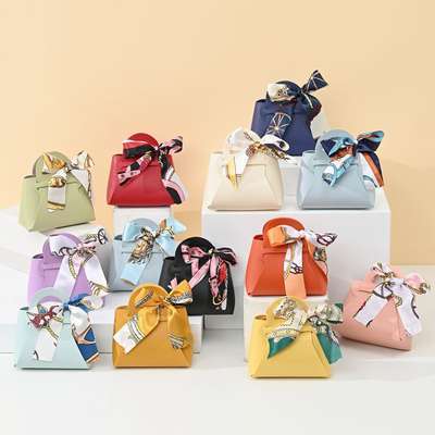 European Style Creative Wedding Candy Box Leather Portable Candy Bag ins Style Wedding Accompanying Gift Return Candy Packaging