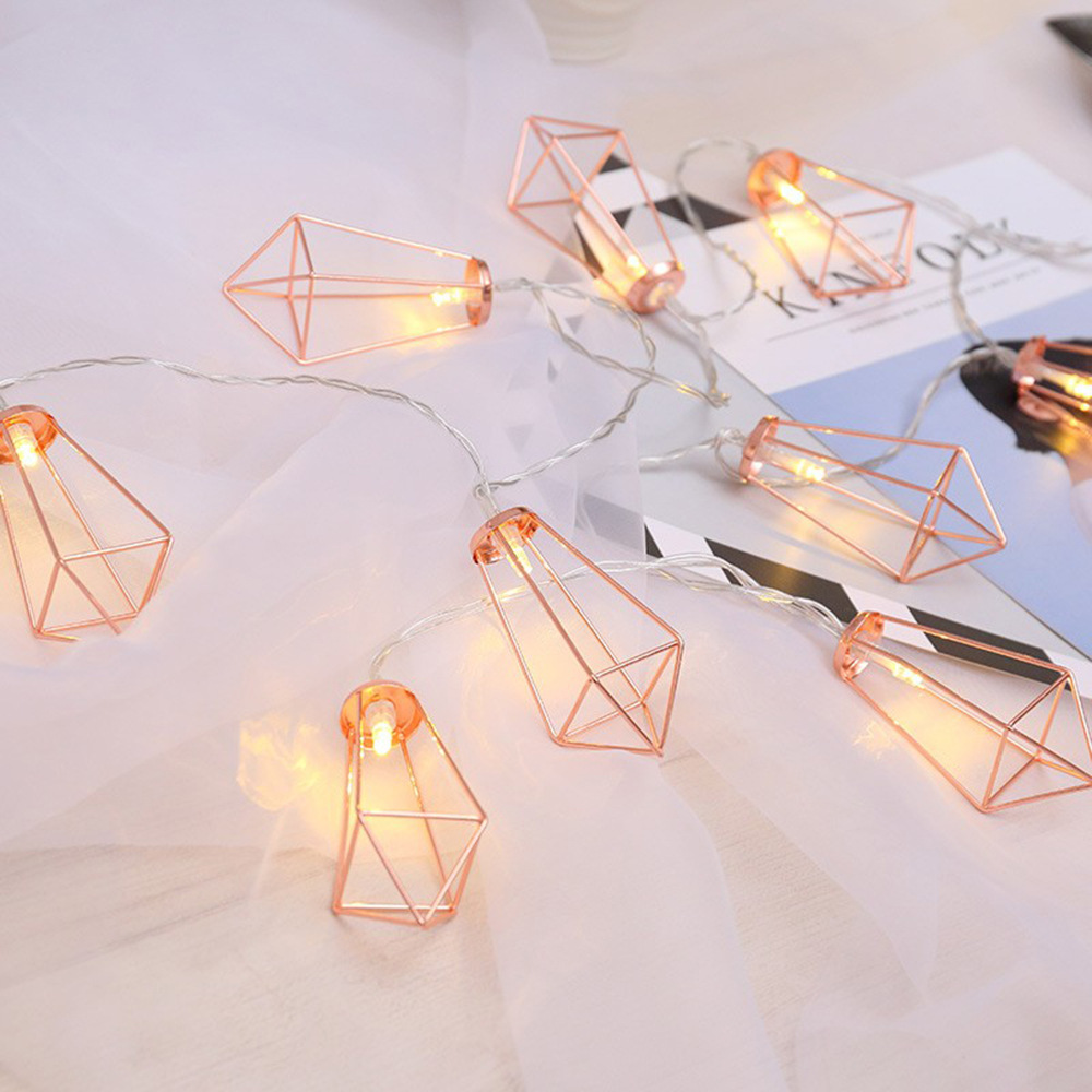 ins Iron Series LED Light String Water Drops Diamond Three-dimensional Geometry Colorful Lights Nordic Simple Style Decorative Lights