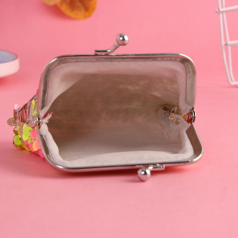 New double-sided colorful sequins coin purse coin bag iron buckle clip bag 3 inch clip bag multi-color optional