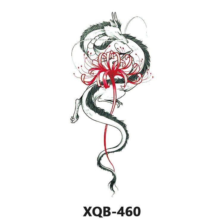 Factory direct wholesale animal Dragon Snake lion tattoo stickers men and women black and white color temporary transfer tattoo stickers